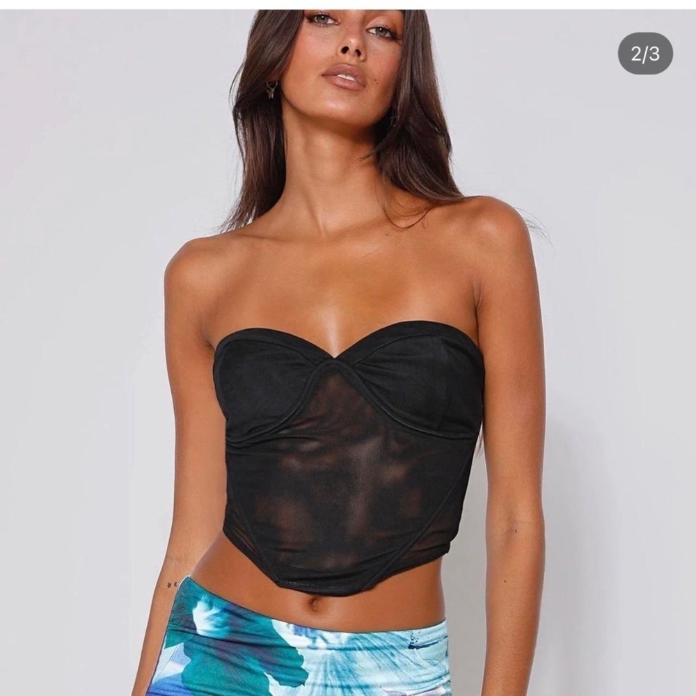 Tigermist Harpar Underwire Corset Crop Top Black - NWOT Mesh Sheer